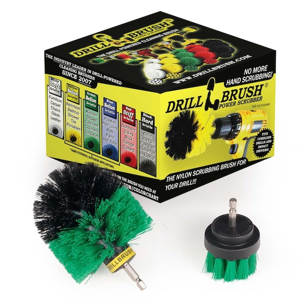 Drillbrush Green Medium Stiffness Drill Rotary Cleaning Drillbrushes, PK 2 G-S-2O-QC-DB - main